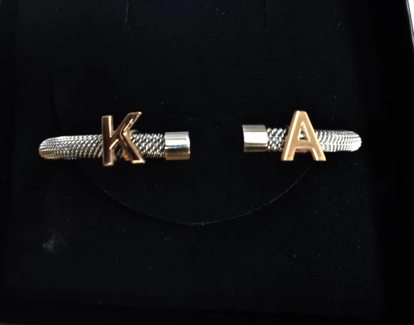 Yeni Tasarım Çelik Kasa Gümüş Harf Bileklik - Rose - Resim 5