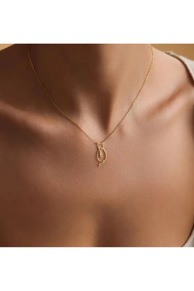 925 Gümüş | Kedicik İstediğini Yazdır Kolye ürün görseli 1