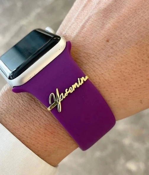 Apple Watch Uyumlu Gümüş Saat Isimlik - Resim 2