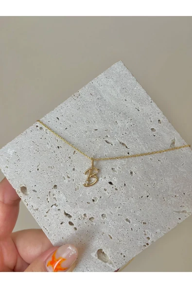 925 Gümüş | Üç Boyutlu Taşlı Harf Kolye - Resim 2