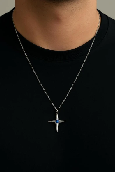 925 Ayar Gümüş Sirius Yıldızı Taşlı Kolye ürün görseli 1