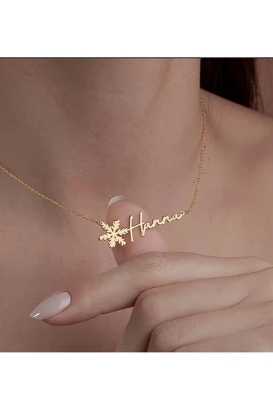 925 Gümüş | Kar Tanesi İstediğini Yazdır Kolye ürün görseli 1