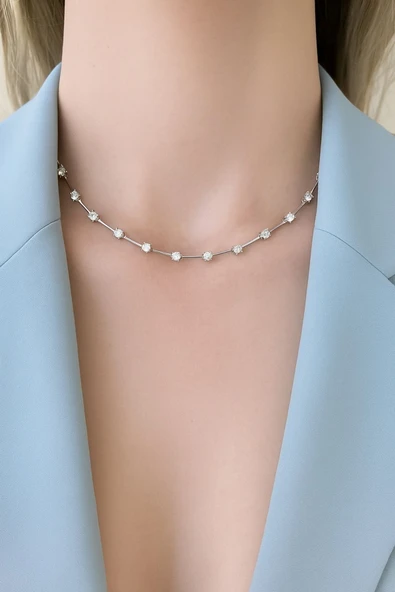 925 Ayar Gümüş Kemik Choker Kolye - 4