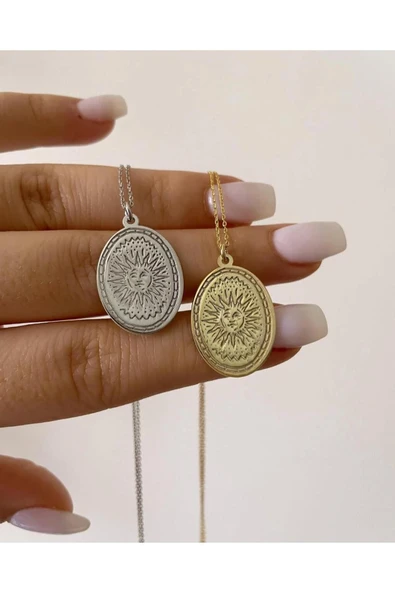 925 Gümüş Unisex Madalyon Kolye ürün görseli 1