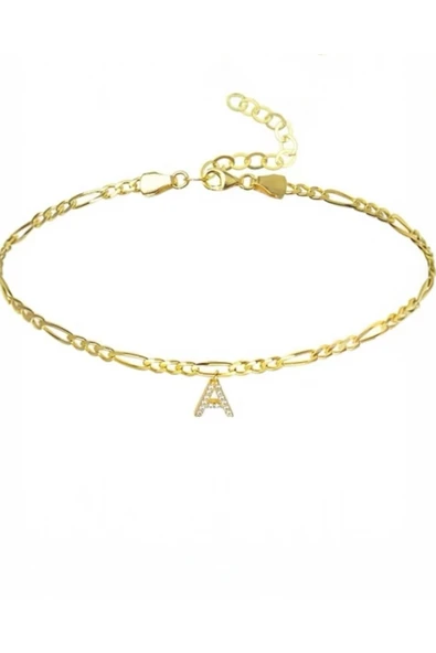 925 Ayar Gümüş Figaro Zincirli Harfli Bileklik ürün görseli 1