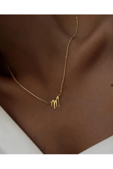 925 Ayar Gümüş Suyolu Harf Kolye ürün görseli 1