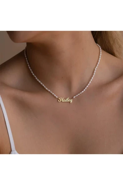 İncili İsim Kolye | 925 Ayar Gümüş ürün görseli