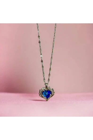 Paslanmaz Çelik Gezegen Mavisi Kolye - Resim 3