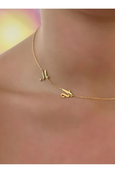 925 Ayar Gümüş 2 Li Harf Kolyesi ürün görseli 1