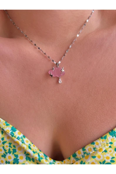 316L Çelik Bulut Kolye - Resim 2