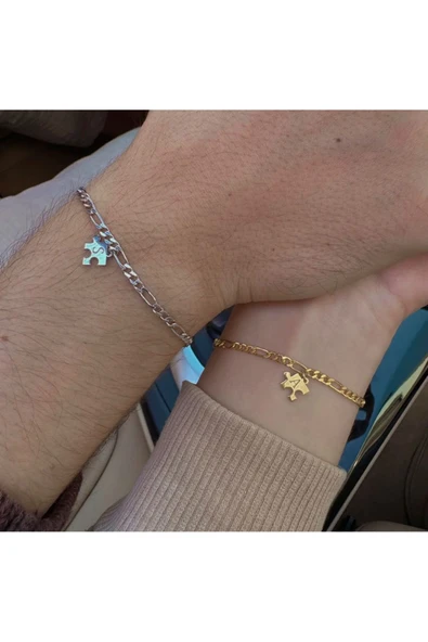 Yapboz Çift Bilekliği | 925 Ayar Gümüş ürün görseli 1