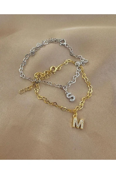 Harfli Kalp Bileklik | 925 Ayar Gümüş ürün görseli 1