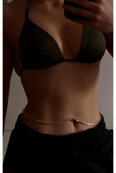 Taşlı Beyaz Bel Zinciri Bel Zinciri ürün görseli 1