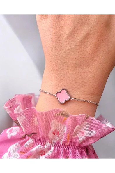 316L Paslanmaz Çelik Cleef Model Pembe Bileklik ürün görseli 1