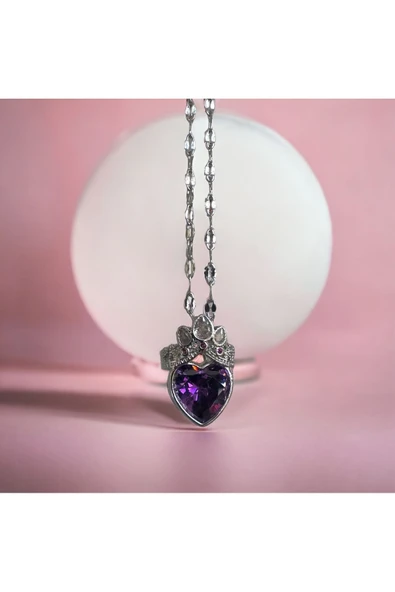 316L Çelik Prenses Kalp Kolye - Resim 2