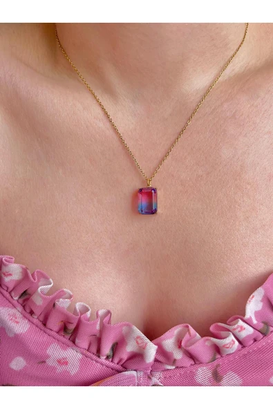 ÇELİK MULTİCOLOR TAŞLI KOLYE ürün görseli 1