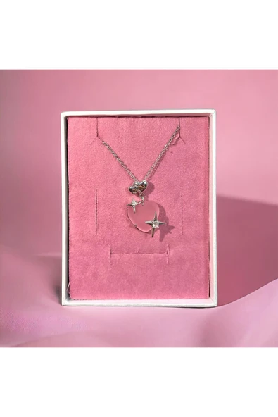 316L Pembe Kalp Kolye - Resim 3