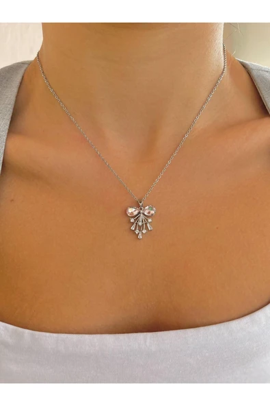 316L Çelik Pinky Fiyonk Kolye ürün görseli 1