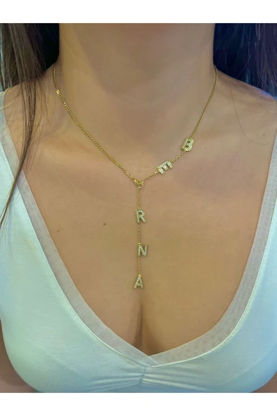 925 Ayar Gümüş Zincir Detaylı İstediğini Yazdır Taşlı Y Kolye ürün görseli 1