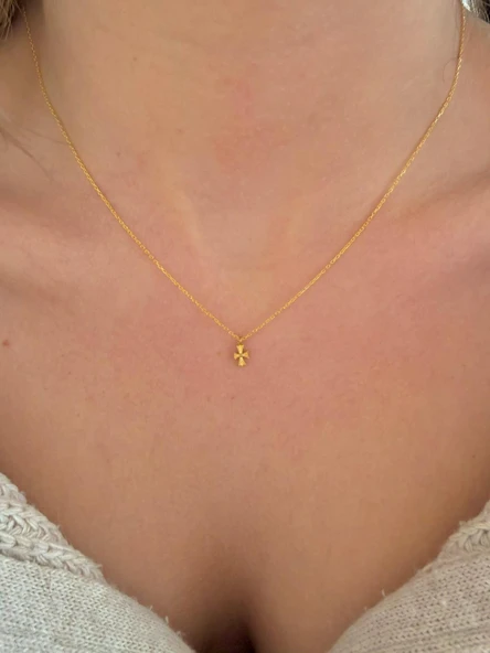 925 Ayar Gümüş Minimal Haç Kolye ürün görseli 1