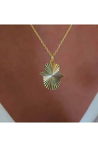 925 Ayar Parıltılı Hamsa Kolye ürün görseli 1