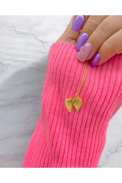 925 Ayar Gümüş Açılır Kalp Kolye - Resim 3