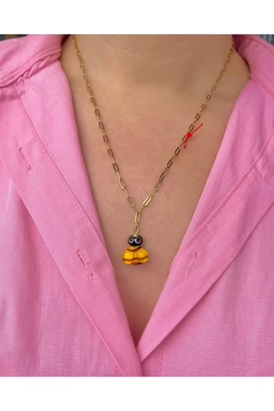 316L Çelik Zincirli Murano Arı Kolye ürün görseli 1