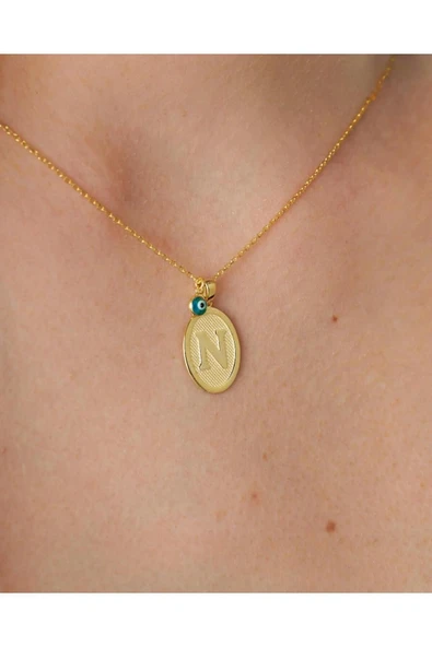 Vintage Plaka Harf Kolye - 925 Ayar Gümüş ürün görseli 1