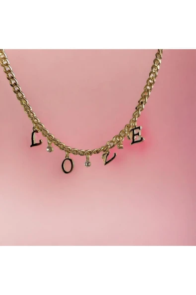 Altın Kaplama Love Kolye - Resim 2