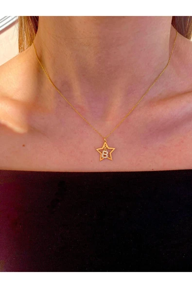 Star Harf Kolye | 925 Ayar Gümüş - Resim 2