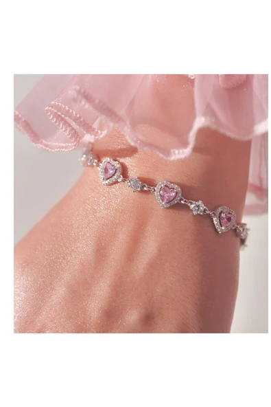 925 Ayar Gümüş Princess Kalpli Bileklik ürün görseli 1