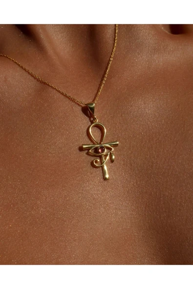 Ra Gözü Ankh Kolye - 925 Ayar Gümüş ürün görseli 1