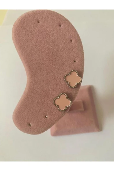 316L Çelik Cleef Model Pembe Küpe - 3