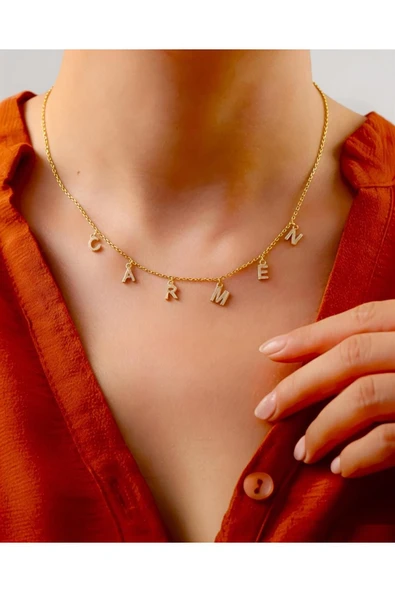 925 Ayar Gümüş Zirkon Taşlı İsim Kolyesi ürün görseli 1