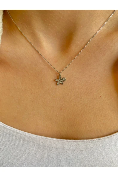 925 Ayar Gümüş Silver Cookie Kolye - Resim 2