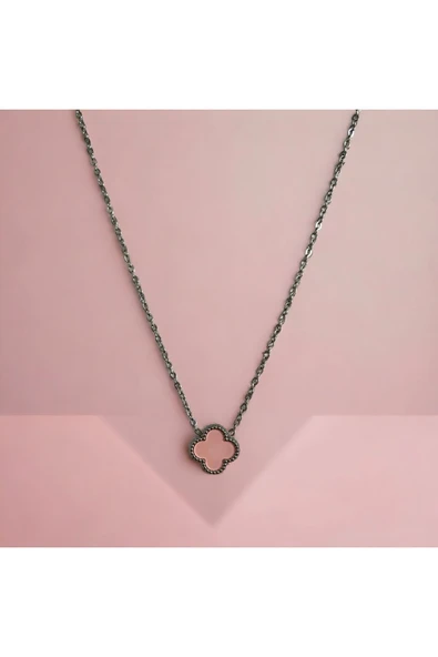 316 L Çelik Cleef Pembe Kolye - Resim 2