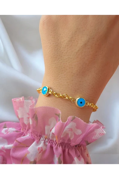 Altın Kaplama Nazar Boncuklu Bileklik ürün görseli