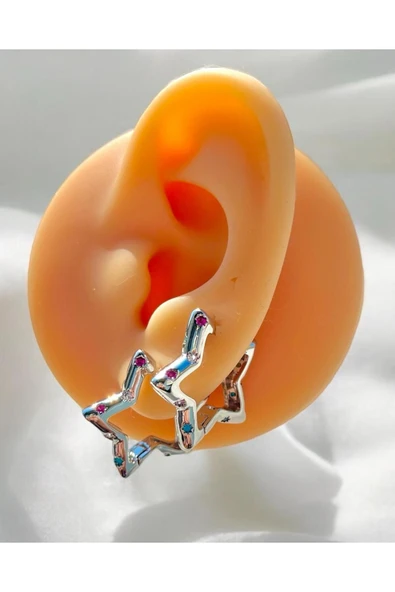 Vip Kaplama Yıldız Zirkon Taşlı Küpe ürün görseli