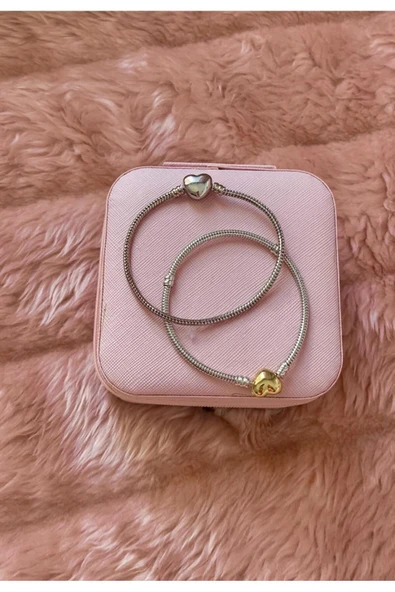 Çelik P*andora Charmlı Kalp Bileklik - Resim 2