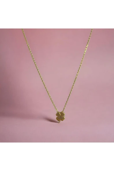 925 Ayar Gümüş Yonca Kolye Gold ürün görseli 1