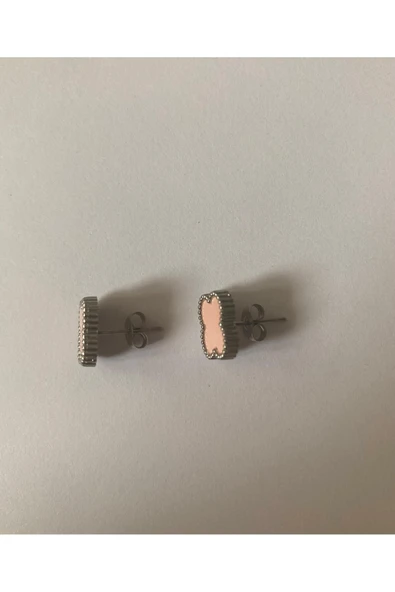 316L Çelik Cleef Model Pembe Küpe - 4