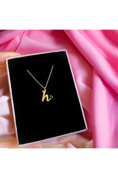 925 Ayar Gümüş Kalp Desenli İsim Kolye ürün görseli 1