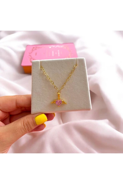 Pink Heart Kolye - Resim 2