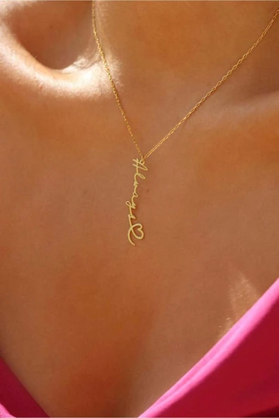 Kalp Figürlü El Yazısı İsim Kolye | 925 Gümüş ürün görseli 1