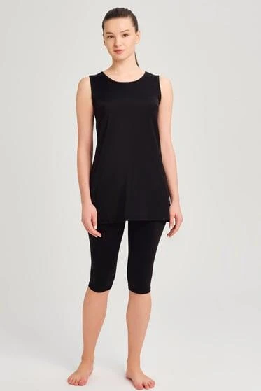 Haşema 6024 Siyah Meliha Askılı Kadın Havuz Mayosu ürün görseli 1