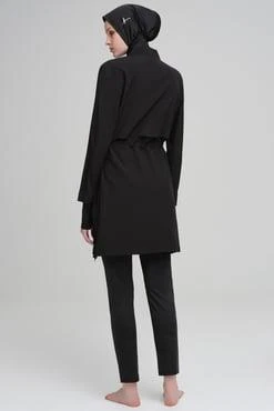 Haşema 2934 Siyah Esila Jileli 4 Parça Tesettür Mayo Takımı - Resim 8