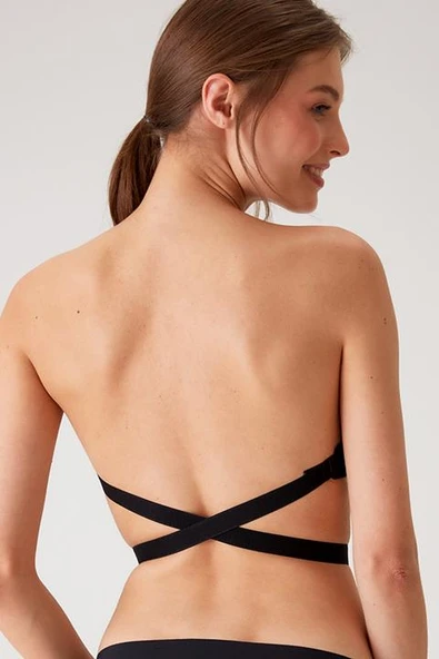 Pierre Cardin 6022 Siyah Siena Balenli Dolgusuz Straplez Multi Function Mikro Sütyen Askı Hediyeli - Resim 5