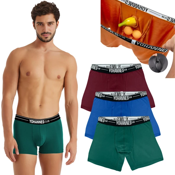 Yohannes Club Erkek Özel Anatomik Pamuklu Boxer, 3'lü Paket ürün görseli