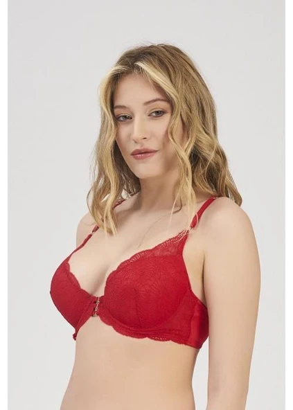 Moonlight 2207 Kırmızı Hafif Destekli Dantelli Sütyen ürün görseli 1