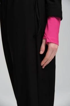 Haşema 2010 Siyah Performans Serisi Fuşya Ayak Bant Detaylı Esnek Dokuma 6 Parça Tesettür Mayo Takımı - Resim 9